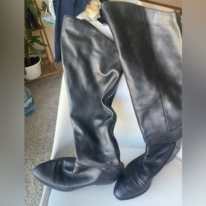 Dolce Vita Over the Knee Black Leather Boot